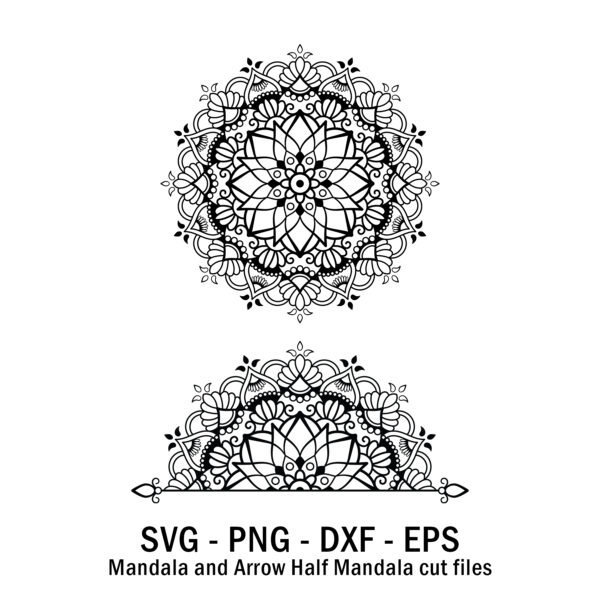 Mandala and Arrow Half Mandala cut files