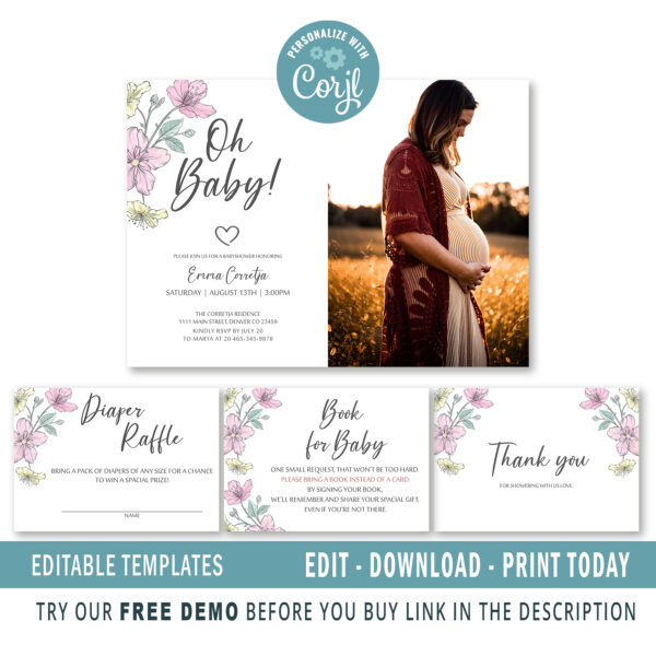 Editable Baby Shower Invitation Set
