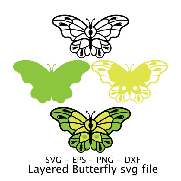 Layered Butterfly svg file.