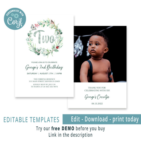 Editable 2nd Birthday invitation