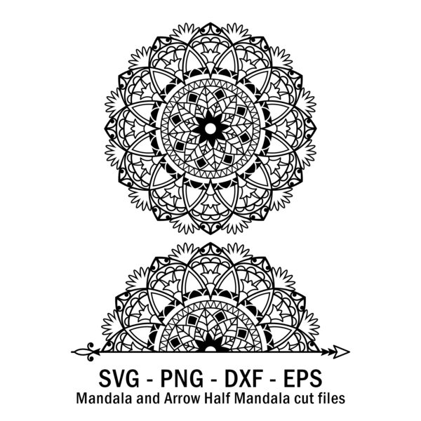 Mandala and Arrow Half Mandala cut files.