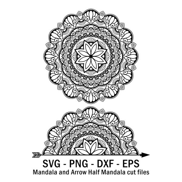 Mandala and Arrow Half Mandala cut files