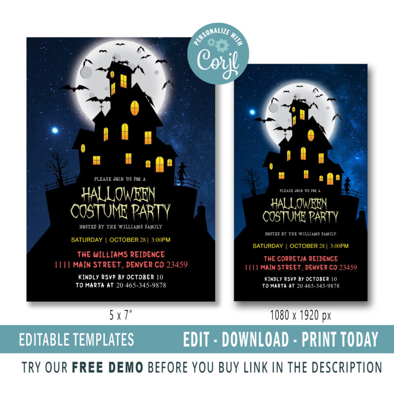 Editable Halloween Costume Party Invite