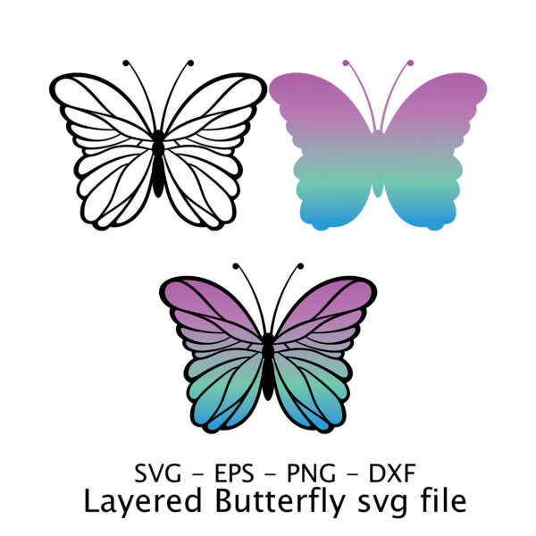Layered Butterfly svg file.