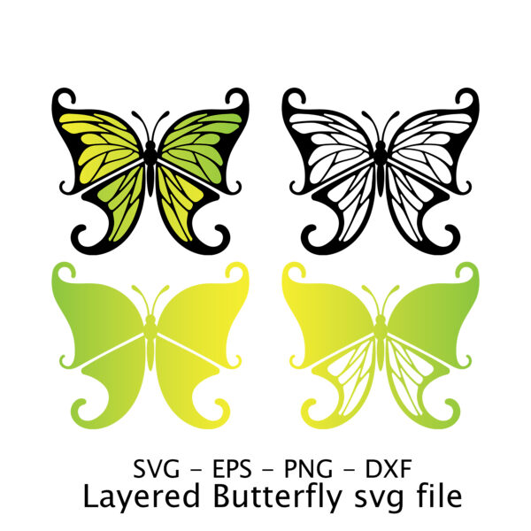 Layered Butterfly svg file.