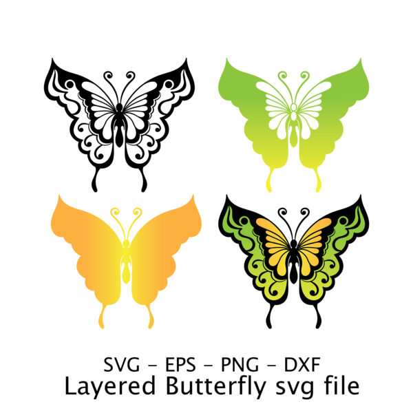 Layered Butterfly svg file.