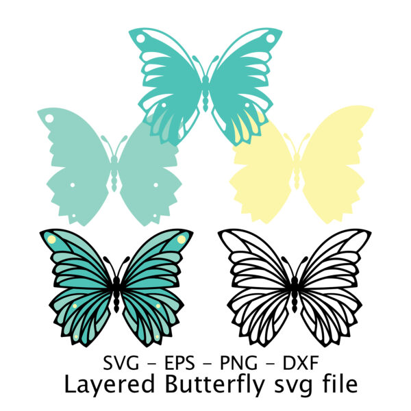 Layered Butterfly svg file.