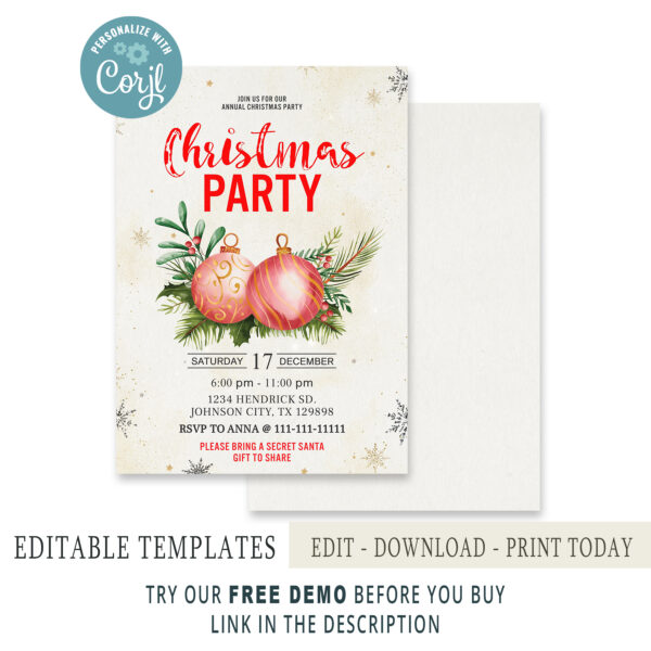 Editable Christmas Party Invitation