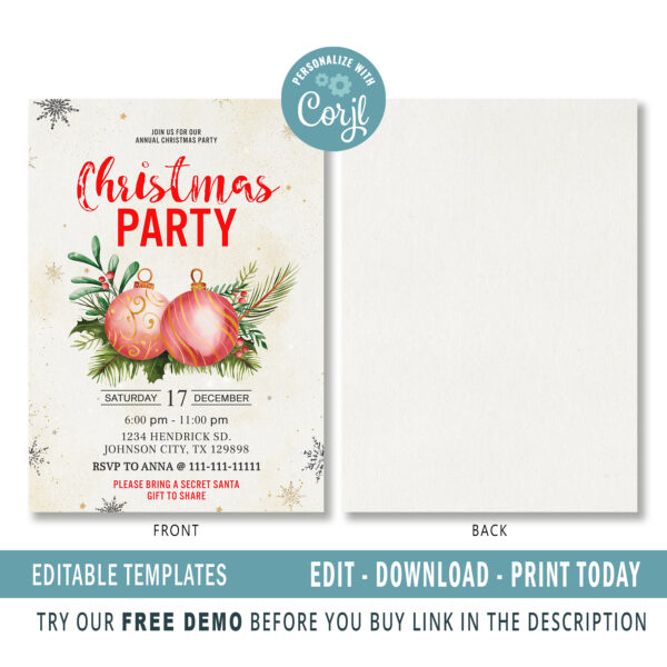 Editable Christmas Party Invitation