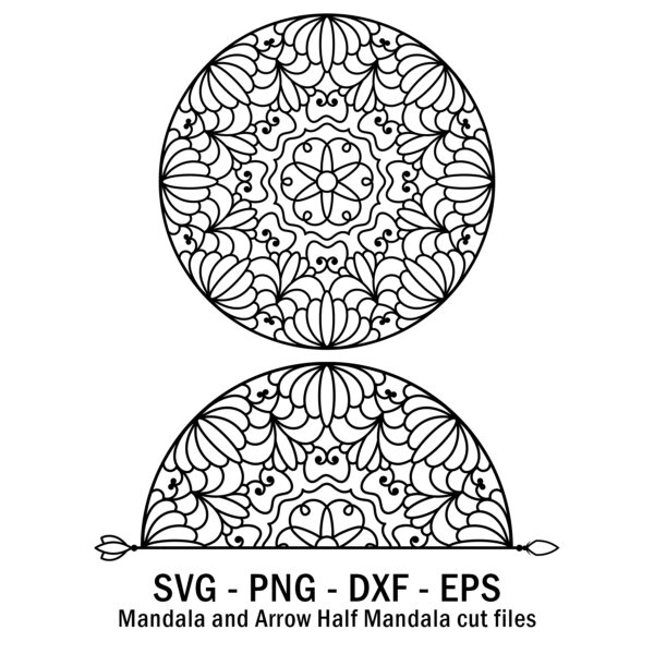 Mandala and Arrow Half Mandala cut files