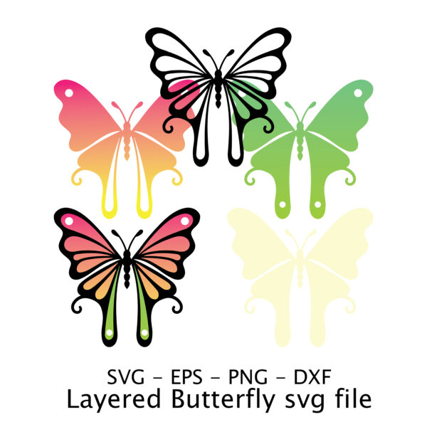 Layered Butterfly svg file.