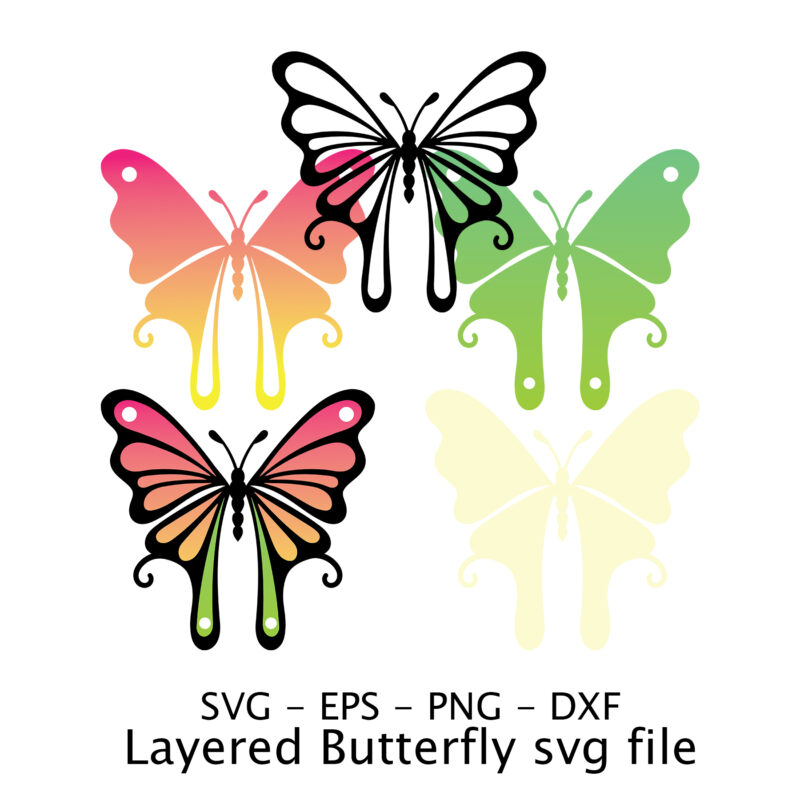Layered Butterfly svg file.