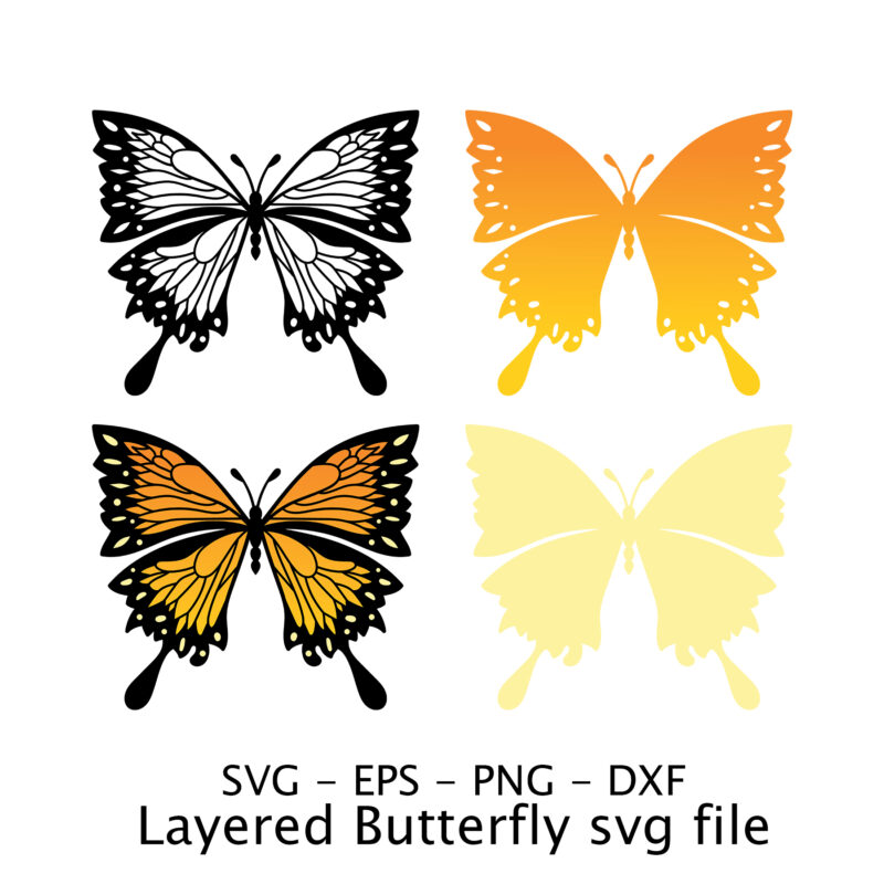 Layered Butterfly svg file.