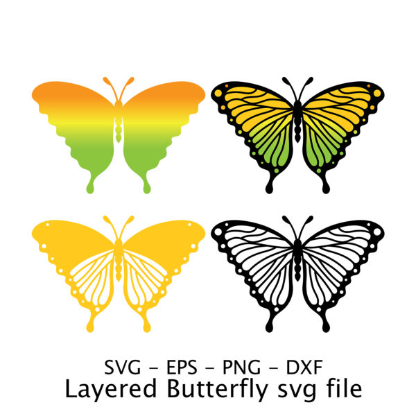 Layered Butterfly svg file.