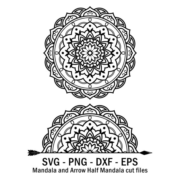 Mandala and Arrow Half Mandala cut files