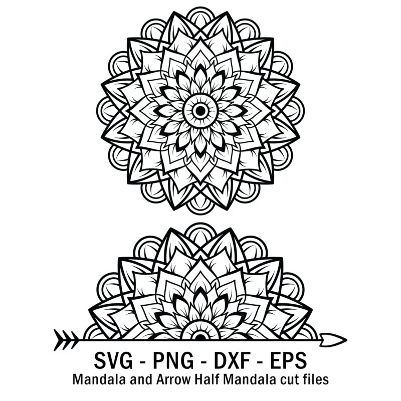 Mandala and Arrow Half Mandala cut files.