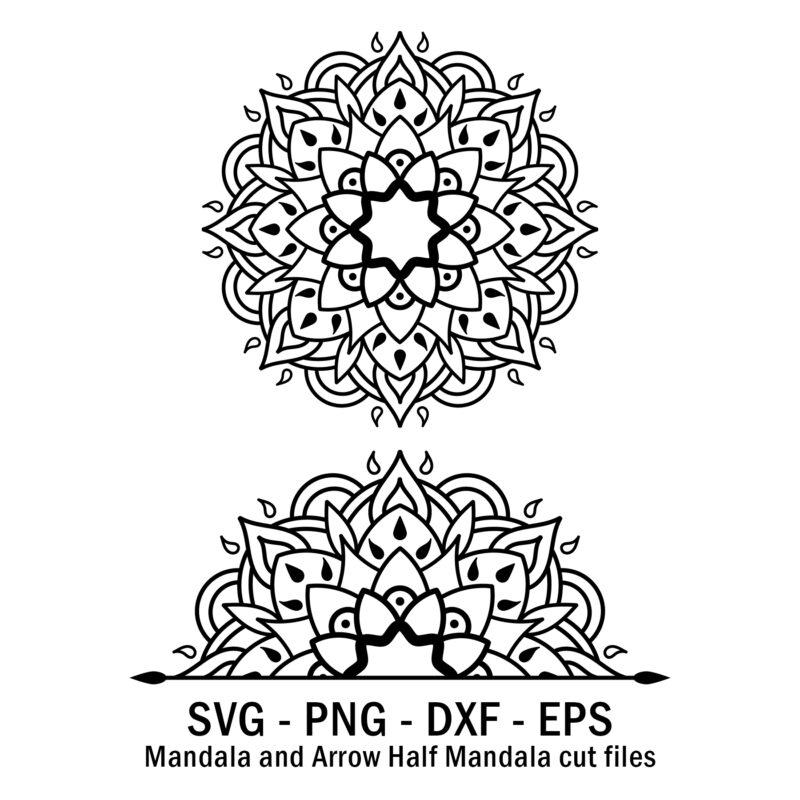 Mandala and Arrow Half Mandala cut files.