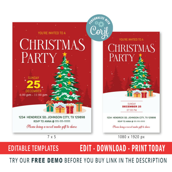 Editable Christmas Party Invitation.