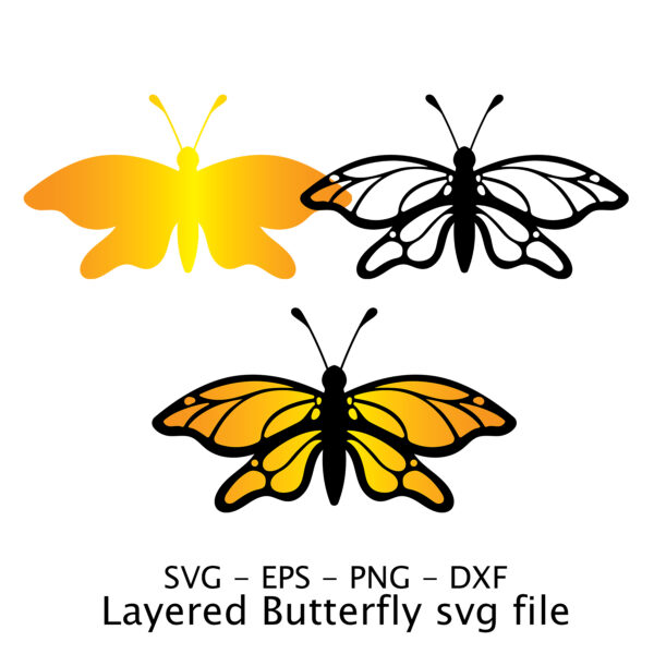 Layered Butterfly svg file.
