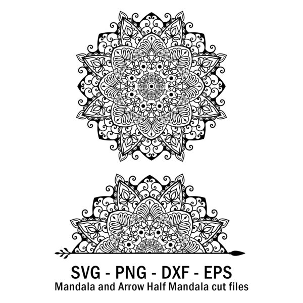 Mandala and Arrow Half Mandala cut files