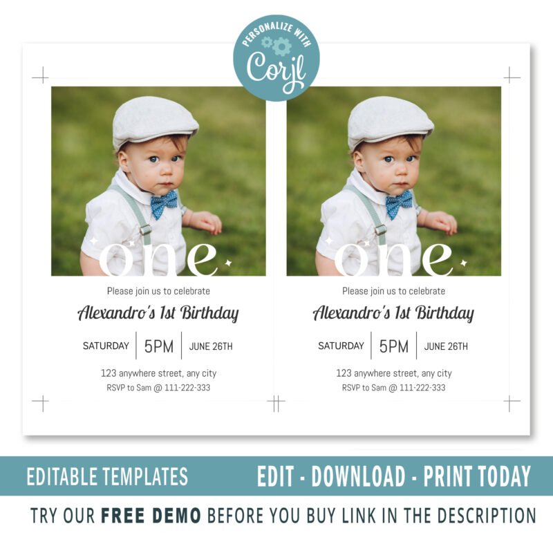 Editable 1st Birthday invitation - Image 2