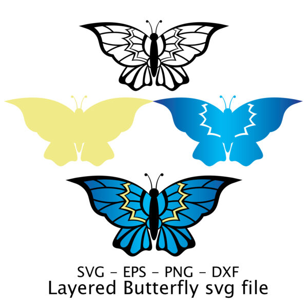 Layered Butterfly svg file.