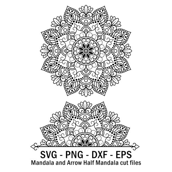 Mandala and Arrow Half Mandala cut files