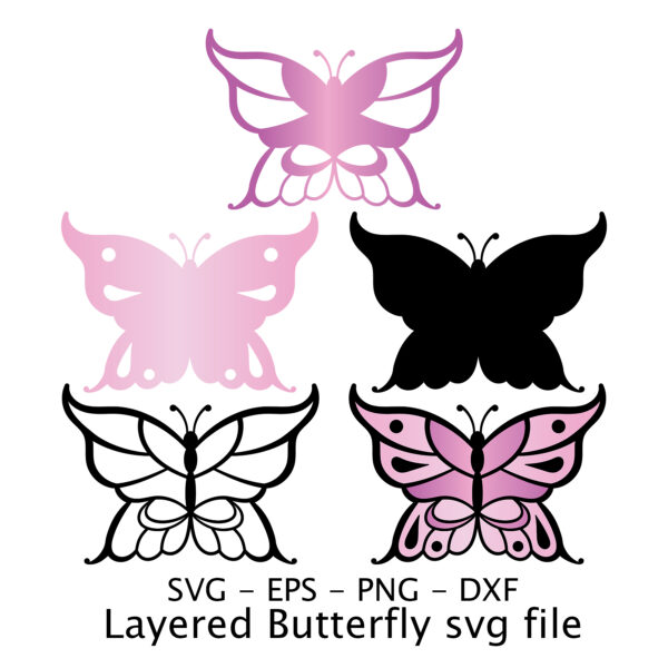Layered Butterfly svg file.