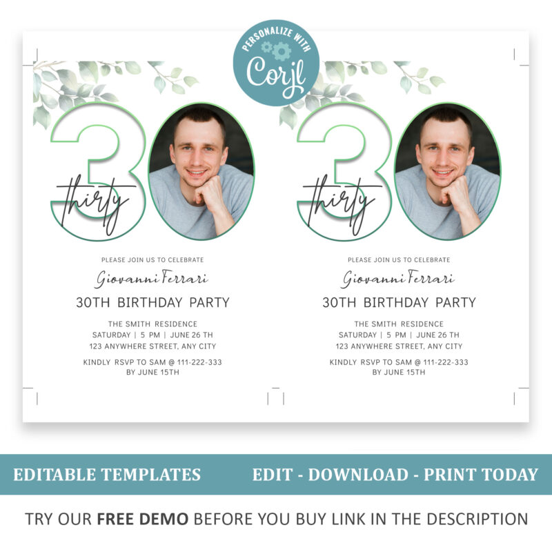Editable 30th Birthday Invitation - Image 2