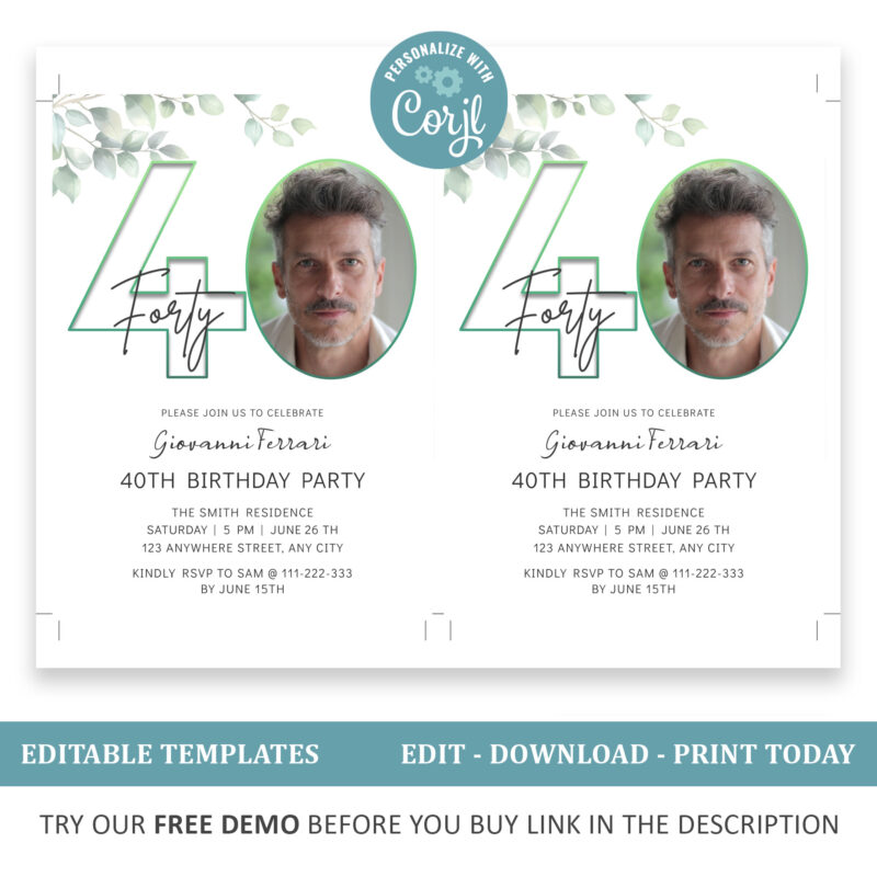 Editable 40th Birthday Invitation - Image 2