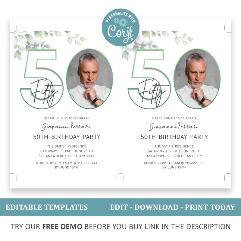 Editable 50th Birthday Invitation - Image 2