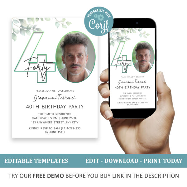 Editable 40th Birthday Invitation