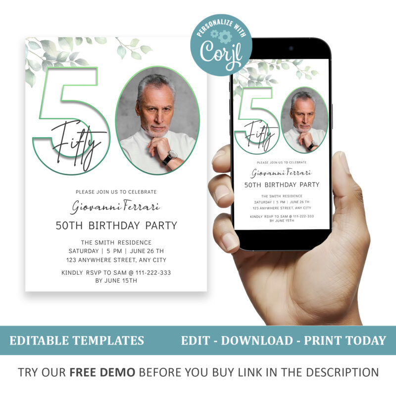 Editable 50th Birthday Invitation