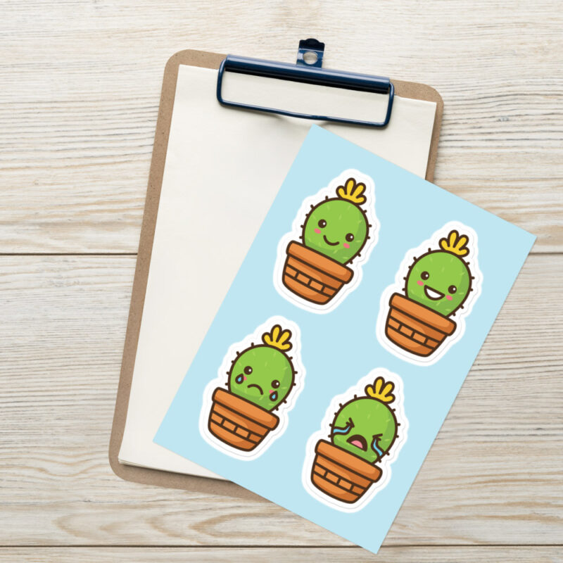 Cute Cactus Sticker for Laptops & Water Bottles | Kawaii Plant Decal - Image 2