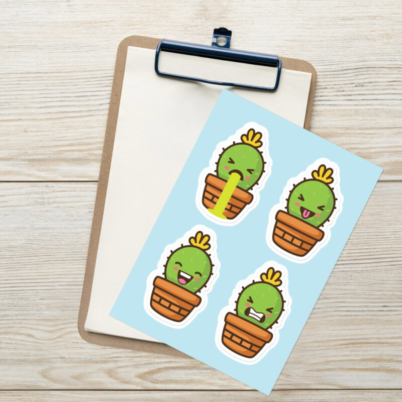Cute Cactus Sticker for Laptops & Water Bottles | Kawaii Plant Decal - Image 3