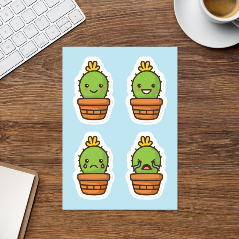 Cute Cactus Sticker for Laptops & Water Bottles | Kawaii Plant Decal - Image 3
