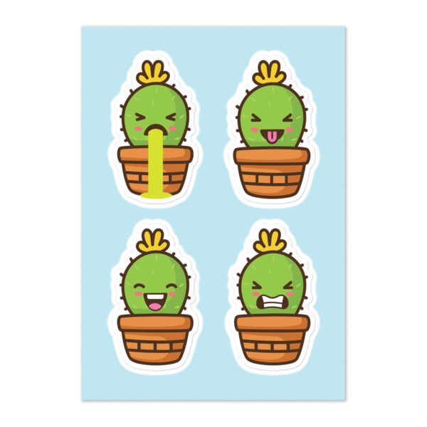 Cute Cactus Sticker for Laptops & Water Bottles | Kawaii Plant Decal